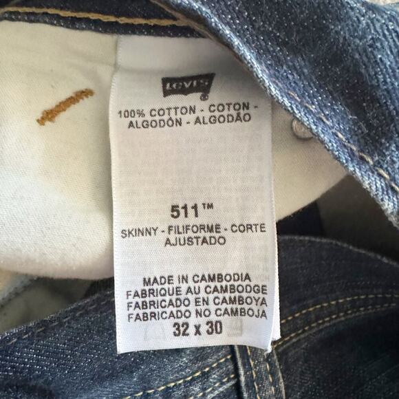 Levi's 511 Jeans Men's 32x30  Blue Skinny Zipper pockets 2010 Silver tab Levis - Picture 5 of 16